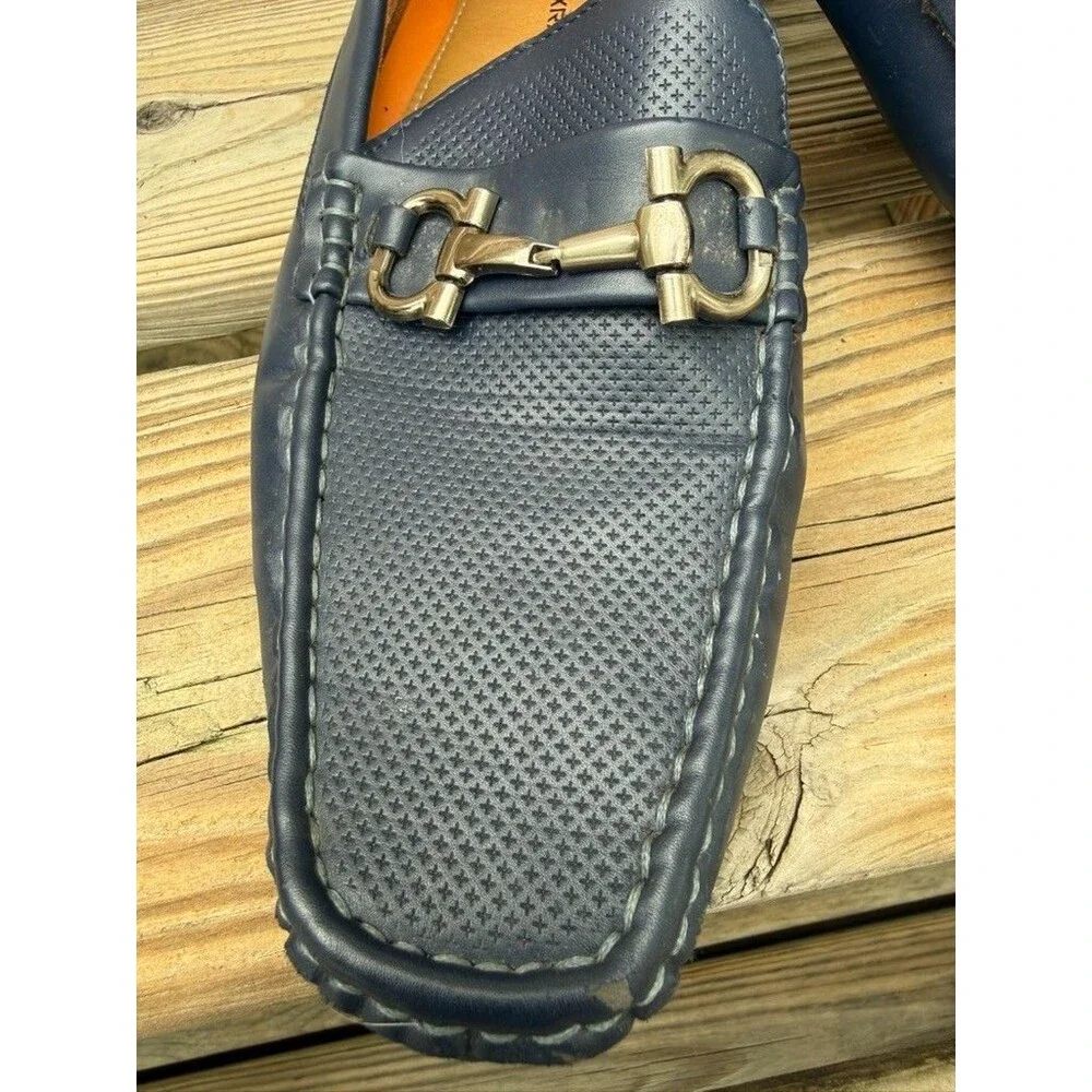 XRAY Men's Navy Driving Loafers Horsebit Slip On Moc Toe Casual Shoes Size 8